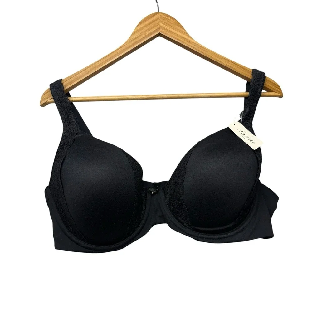Soma Womens Bra 38DD Black Embraceable Full Coverage Lace Trim Underwire